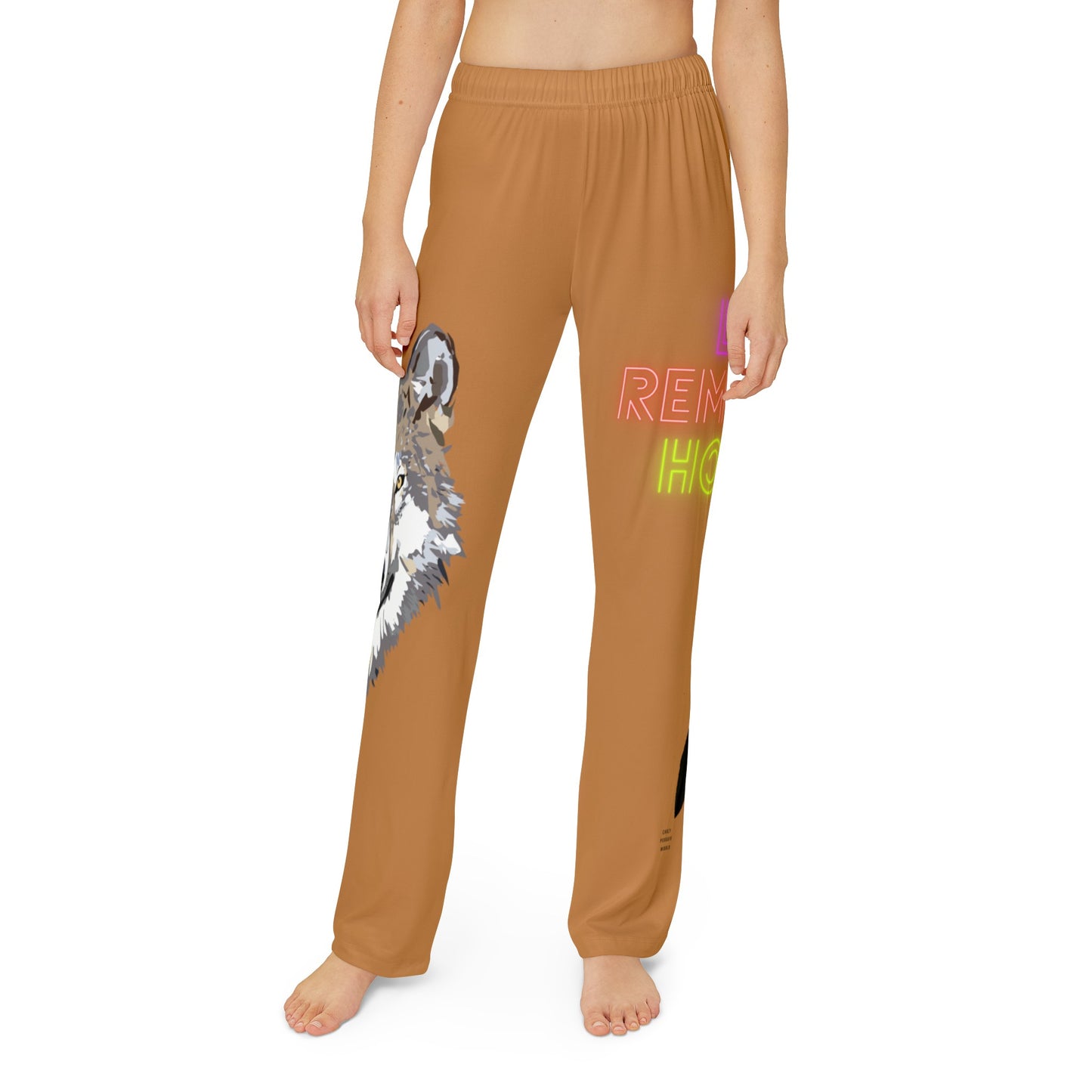 Kids Pajama Pants: Wolves Lite Brown