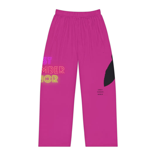 Women's Pajama Pants: Crazy Penguin World Logo Pink