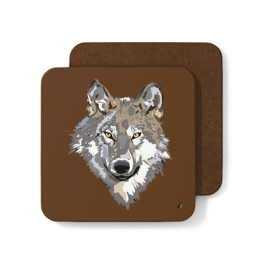 Hardboard Back Coaster: Wolves Brown