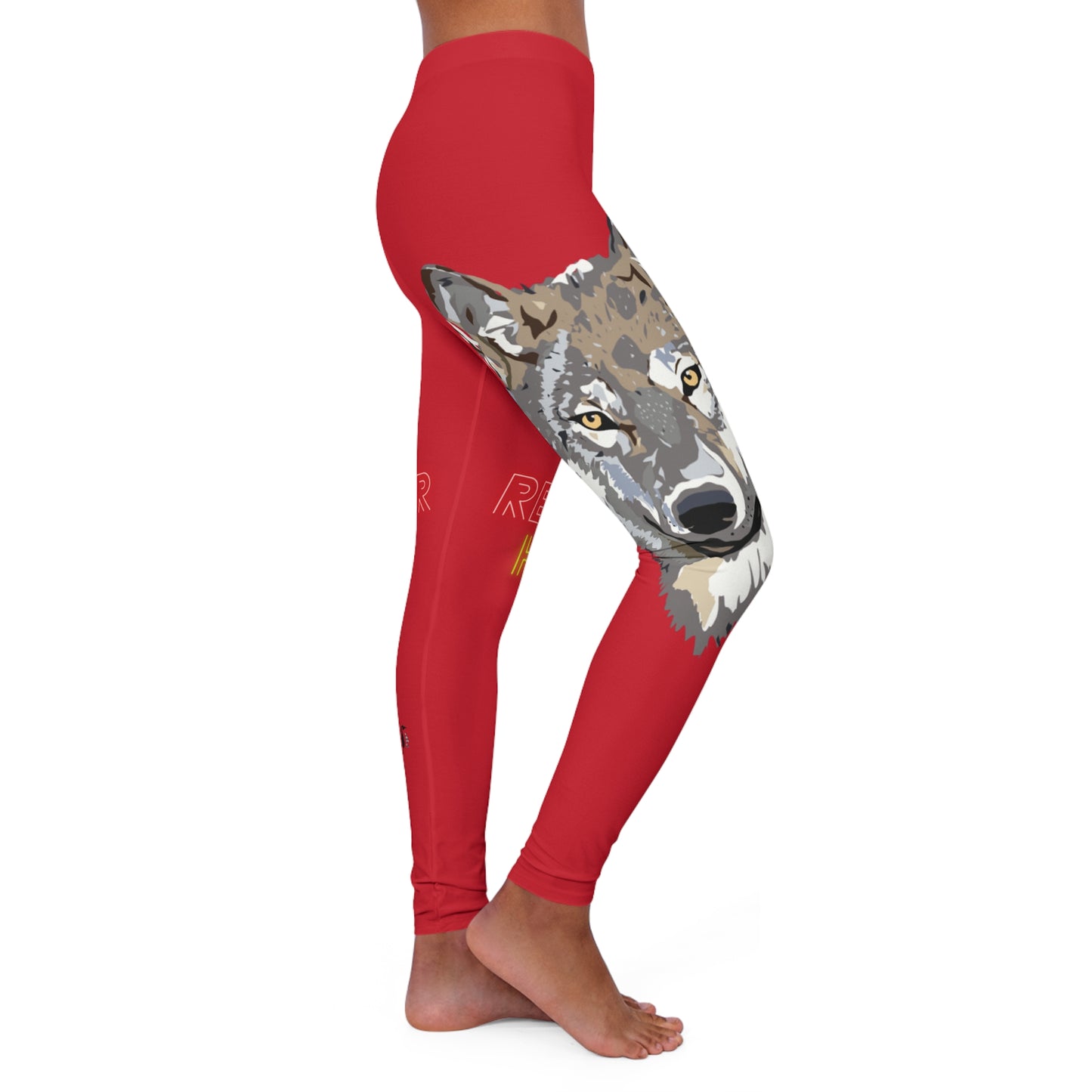 Women's Spandex Leggings: Wolves Dark Red