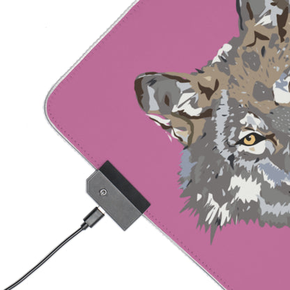 LED Gaming Mouse Pad: Wolves Lite Pink