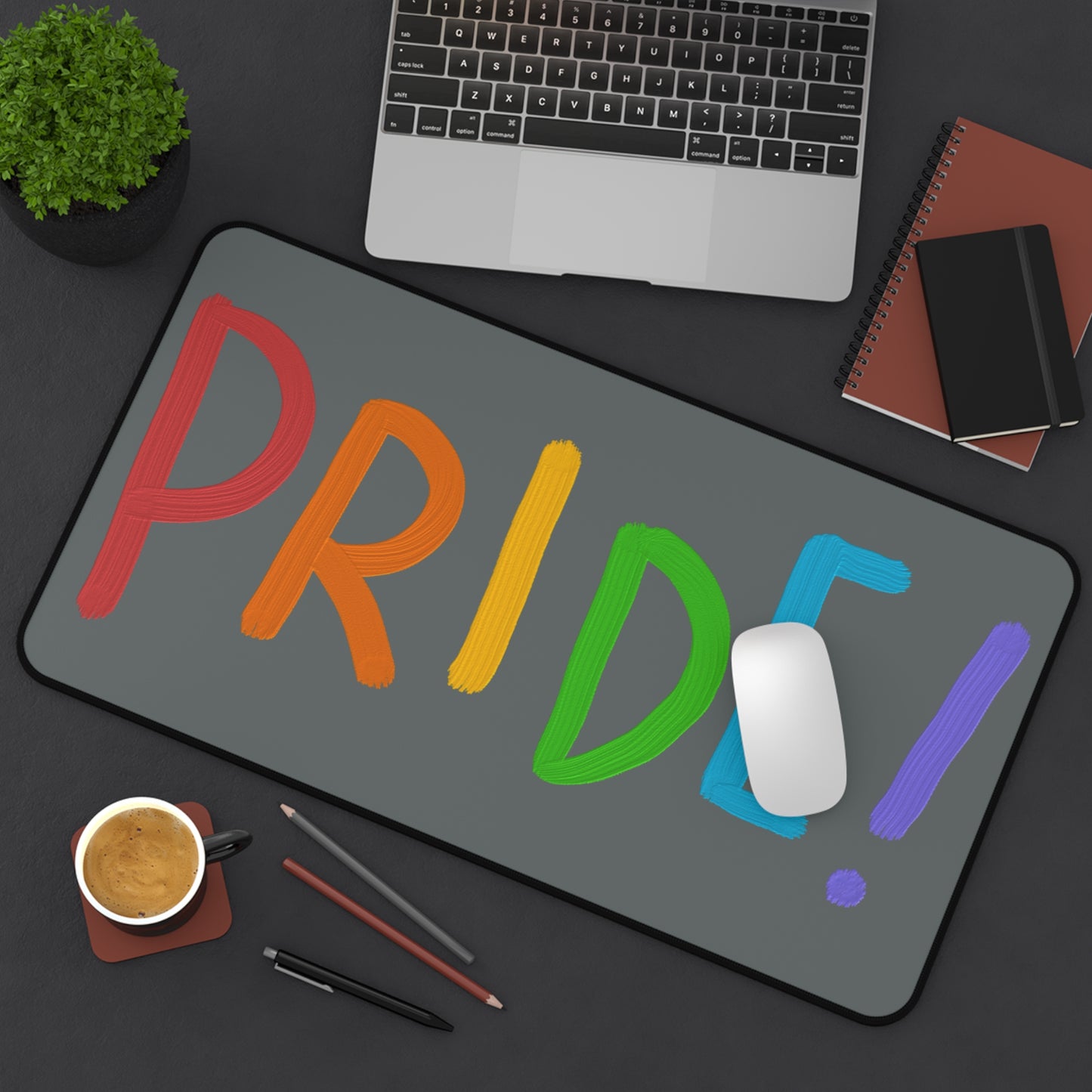 Desk Mat: LGBTQ Pride Dark Grey