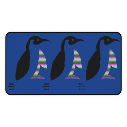 Desk Mat: Crazy Penguin World Logo Dark Blue