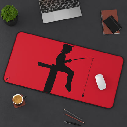 Desk Mat: Fishing Dark Red