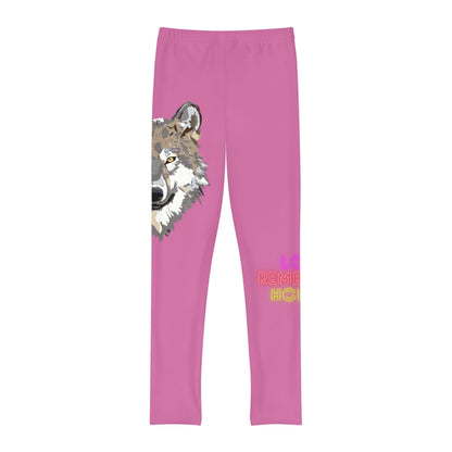 Youth Full-Length Leggings: Wolves Lite Pink