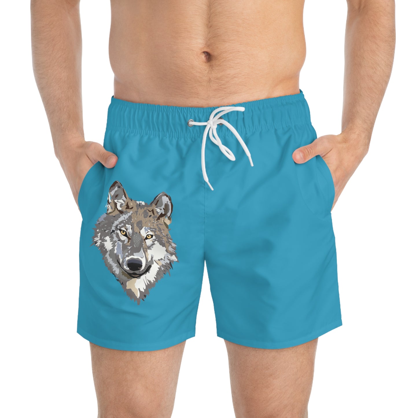 Swim Trunks: Wolves Turquoise