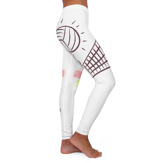 Women's Spandex Leggings: Volleyball White