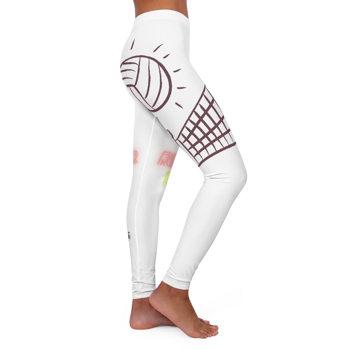 Women's Spandex Leggings: Volleyball White