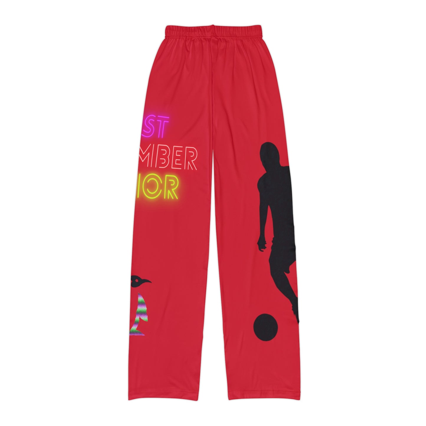 Kids Pajama Pants: Soccer Dark Red