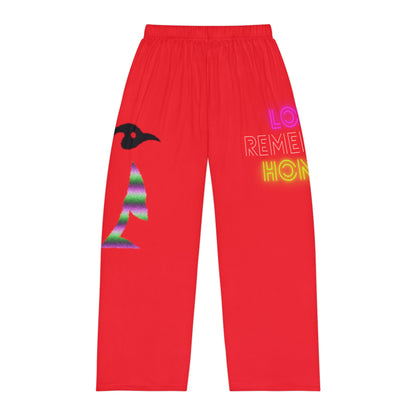 Men's Pajama Pants: Crazy Penguin World Logo Red