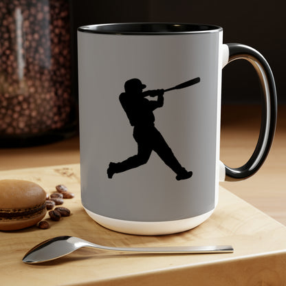 Two-Tone Coffee Mugs, 15oz: Baseball Grey