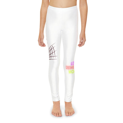 Youth Full-Length Leggings: Volleyball White