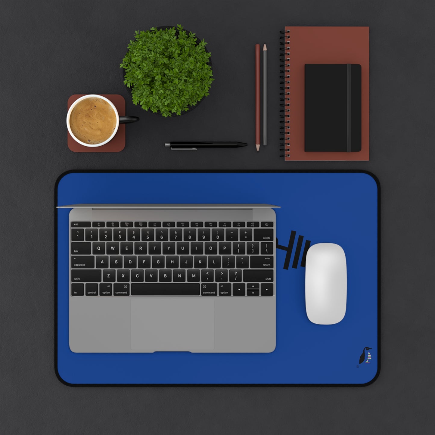 Desk Mat: Weightlifting Dark Blue