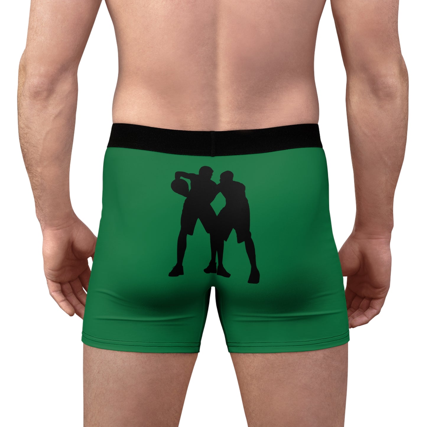 Men's Boxer Briefs: Basketball Dark Green