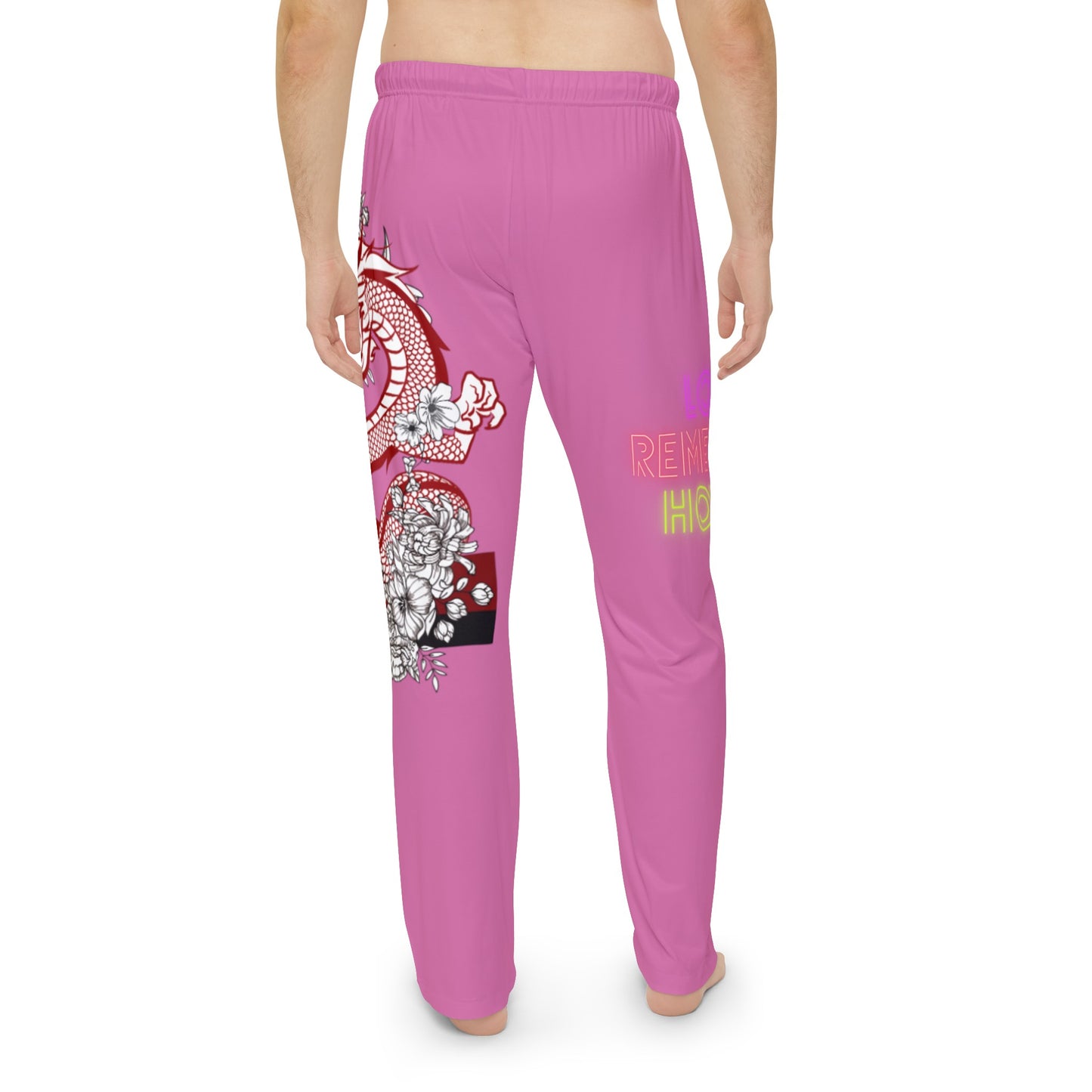 Men's Pajama Pants: Dragons Lite Pink