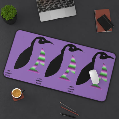 Desk Mat: Crazy Penguin World Logo Lite Purple