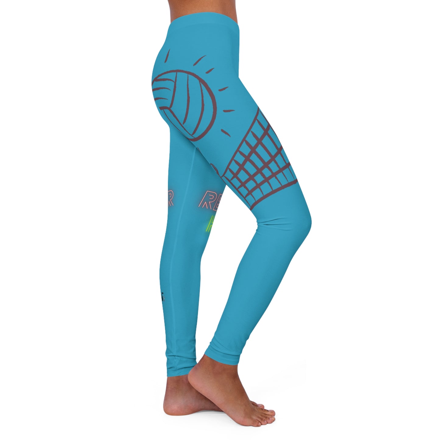 Women's Spandex Leggings: Volleyball Turquoise