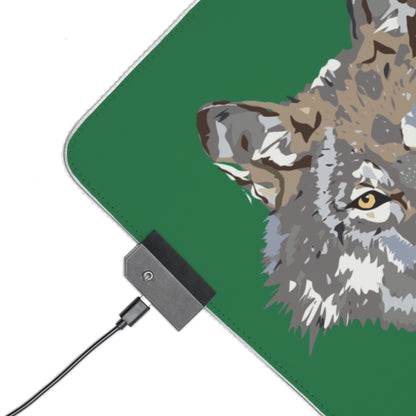 LED Gaming Mouse Pad: Wolves Dark Green