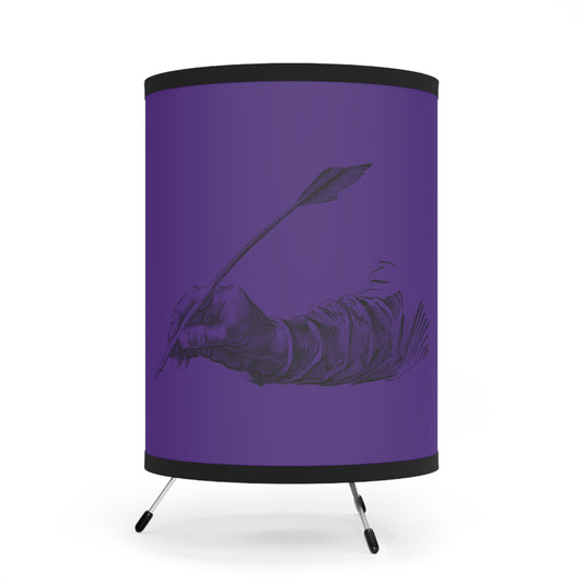 Tripod Lamp with High-Res Printed Shade, US\CA plug: Writing Purple