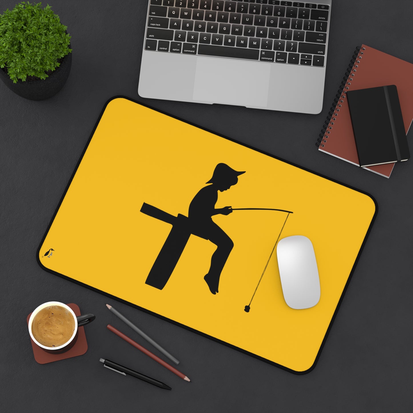 Desk Mat: Fishing Yellow