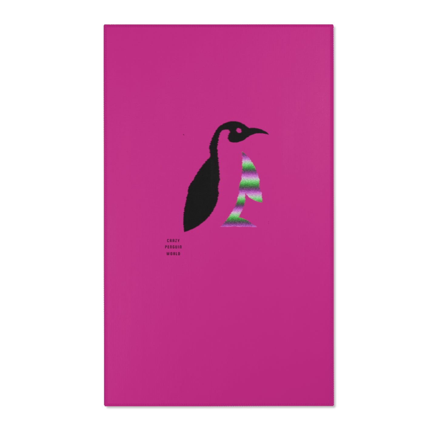 Area Rug (Rectangle): Crazy Penguin World Logo Pink