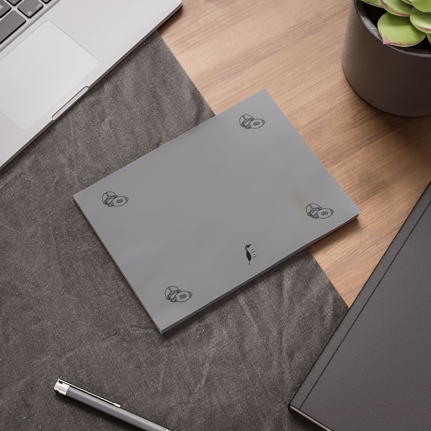 Post-it® Note Pads: Football Grey