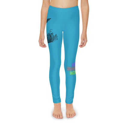 Youth Full-Length Leggings: Writing Turquoise