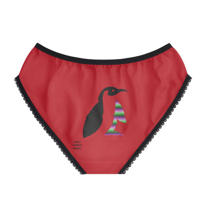 Women's Briefs: Crazy Penguin World Logo Dark Red