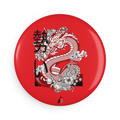 Button Magnet, Round (1 & 10 pcs): Dragons Red