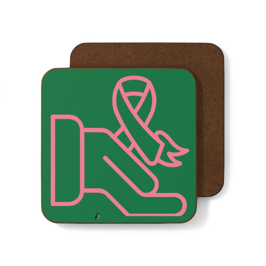 Hardboard Back Coaster: Fight Cancer Dark Green