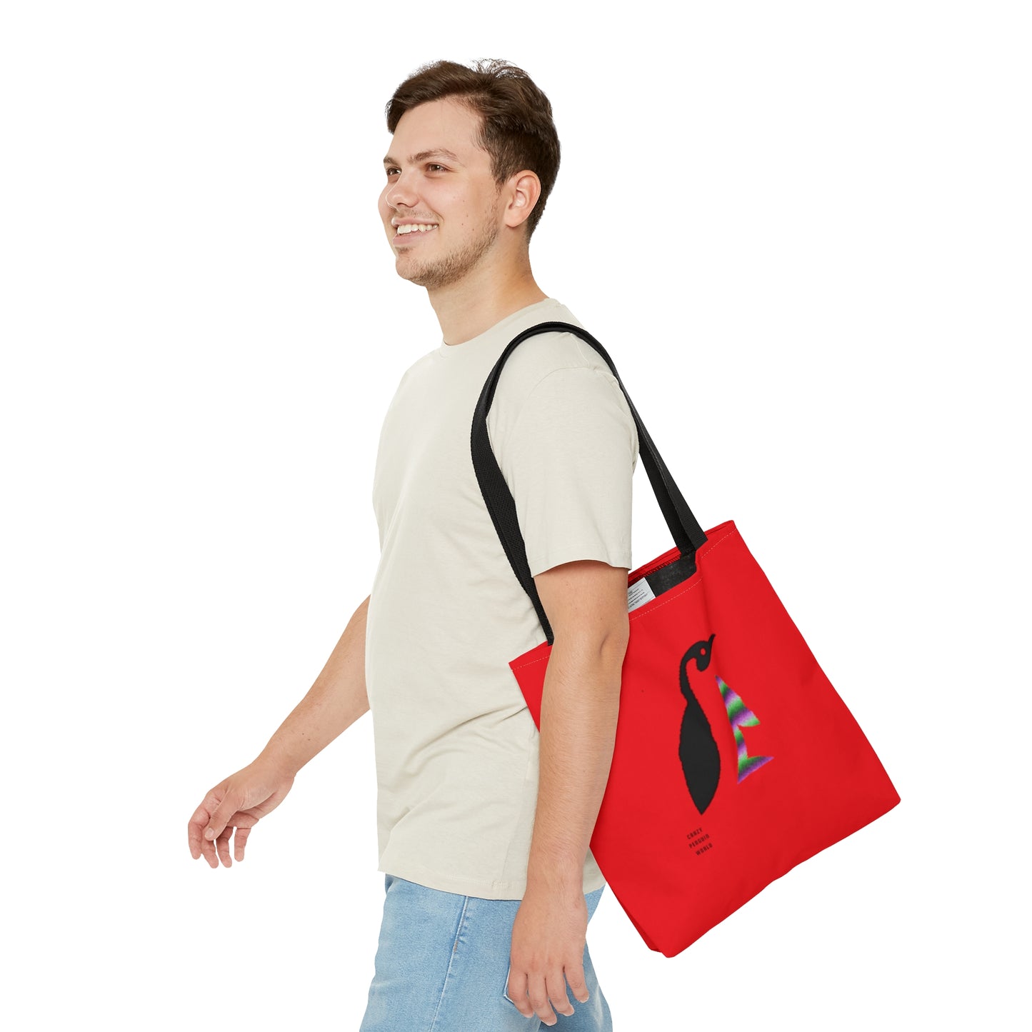 Tote Bag: Crazy Penguin World Logo Red