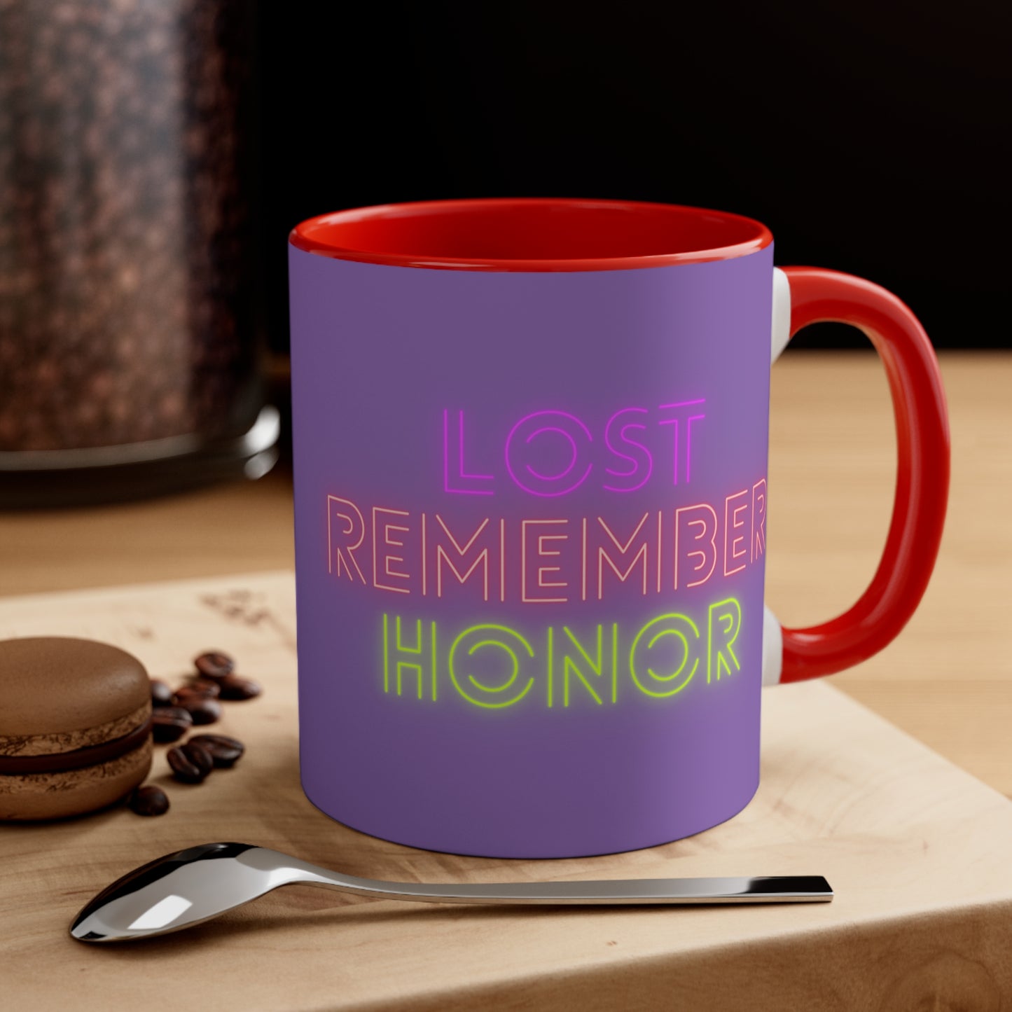 Accent Coffee Mug, 11oz: Lost Remember Honor Lite Purple