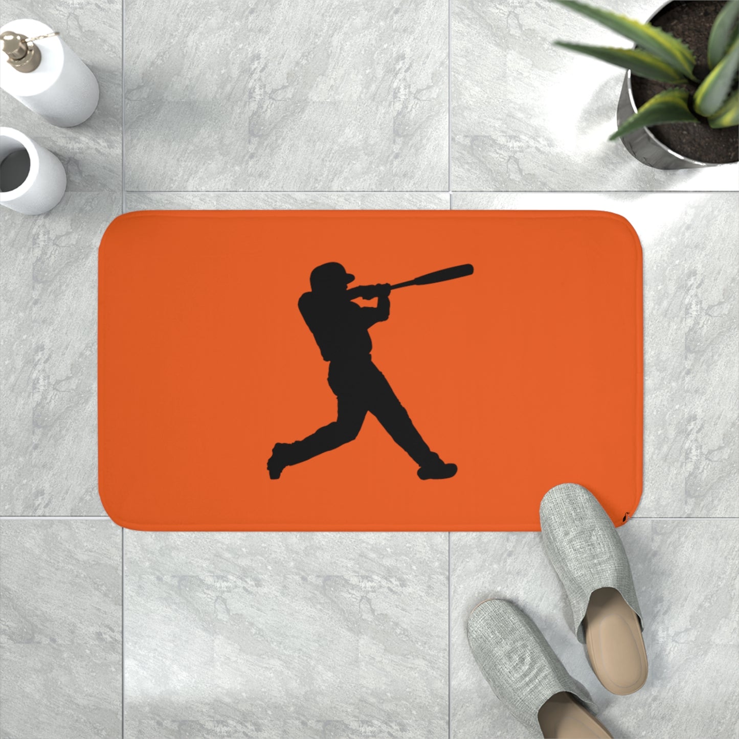 Memory Foam Bath Mat: Baseball Orange