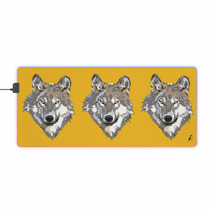 LED Gaming Mouse Pad: Wolves Yellow