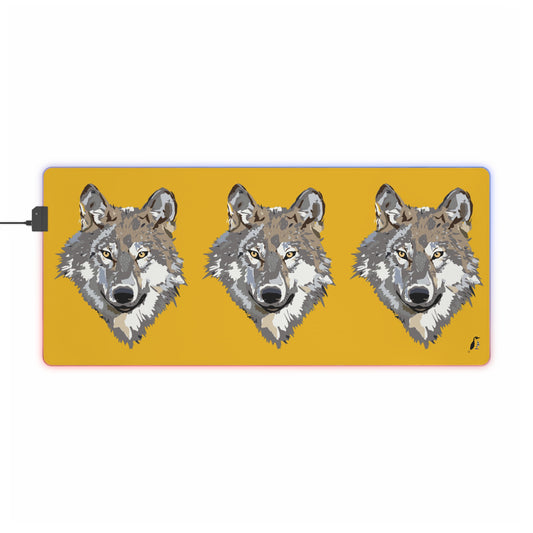 LED Gaming Mouse Pad: Wolves Yellow