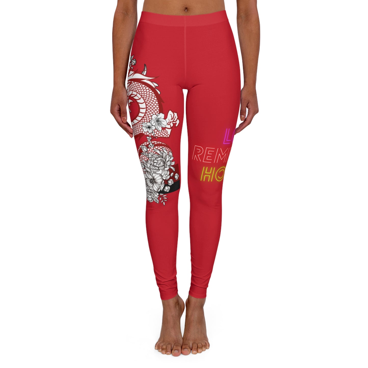 Women's Spandex Leggings: Dragons Dark Red