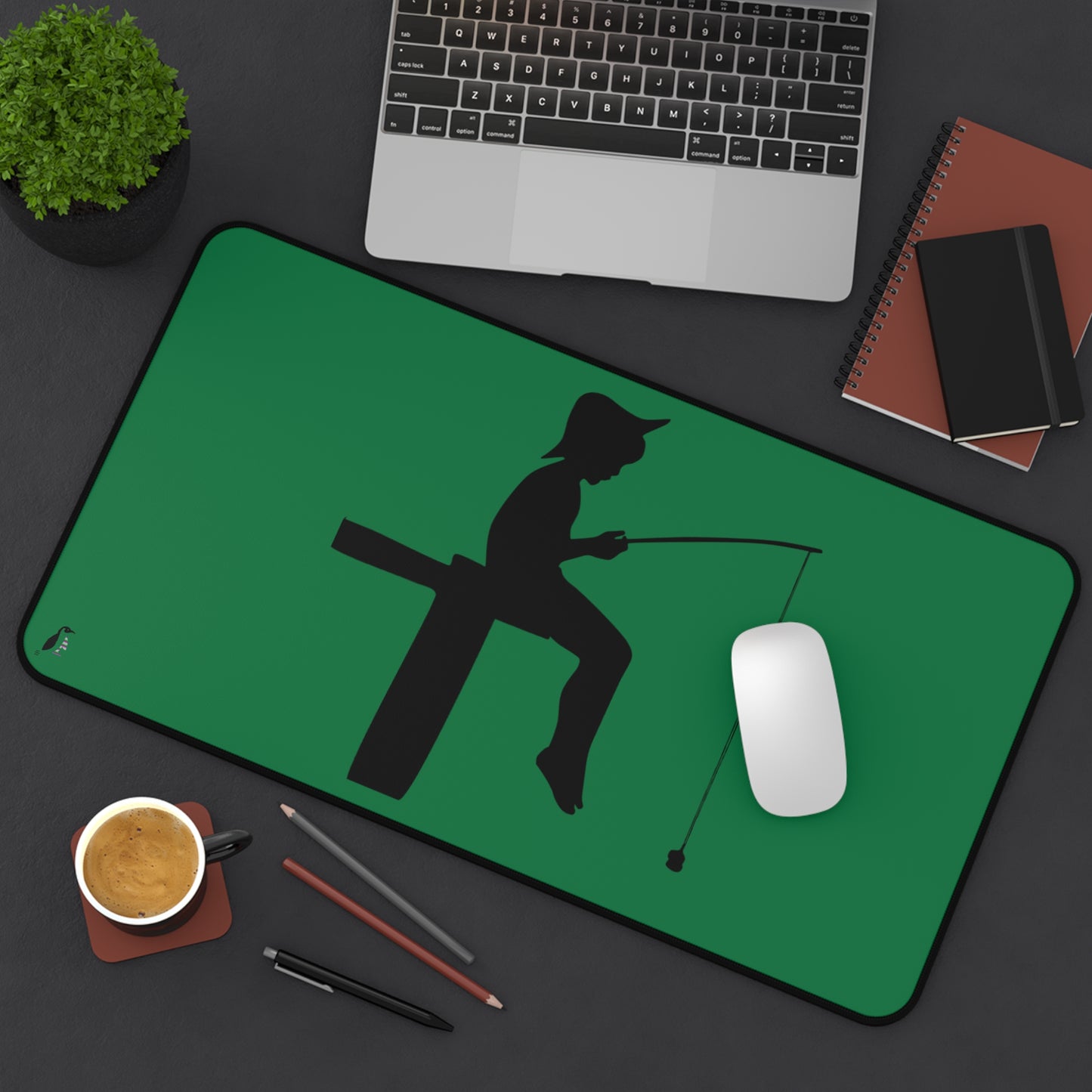 Desk Mat: Fishing Dark Green