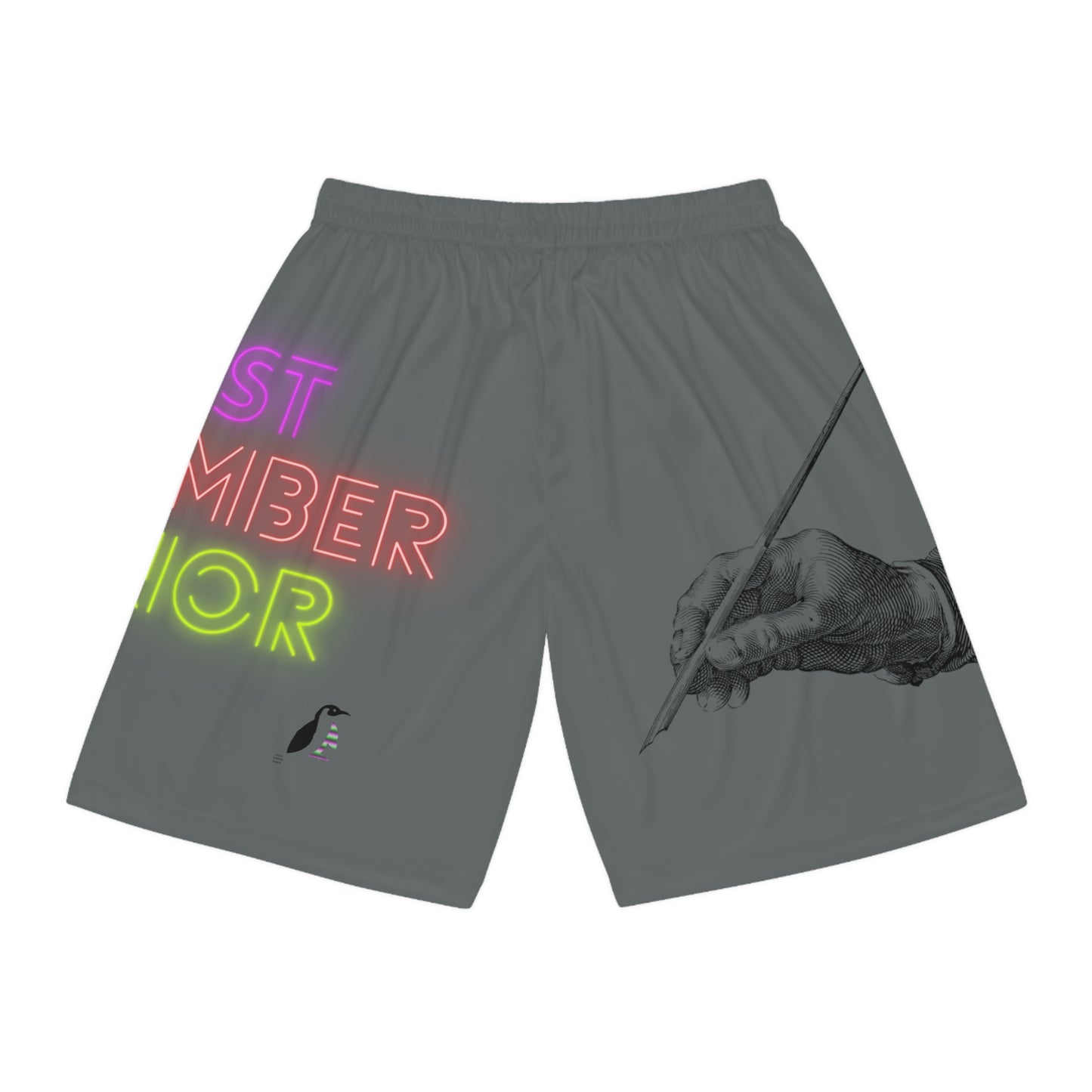 Basketball Shorts: Writing Dark Grey