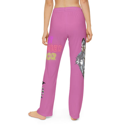 Kids Pajama Pants: Wolves Lite Pink