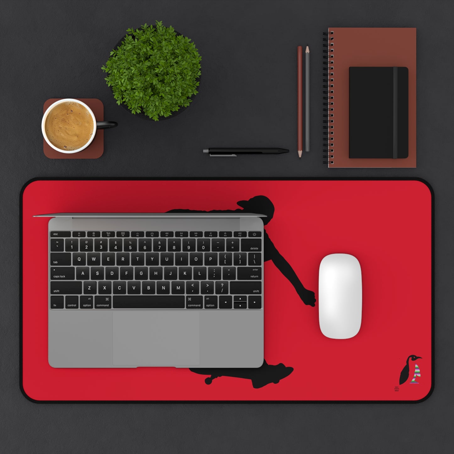 Desk Mat: Skateboarding Dark Red