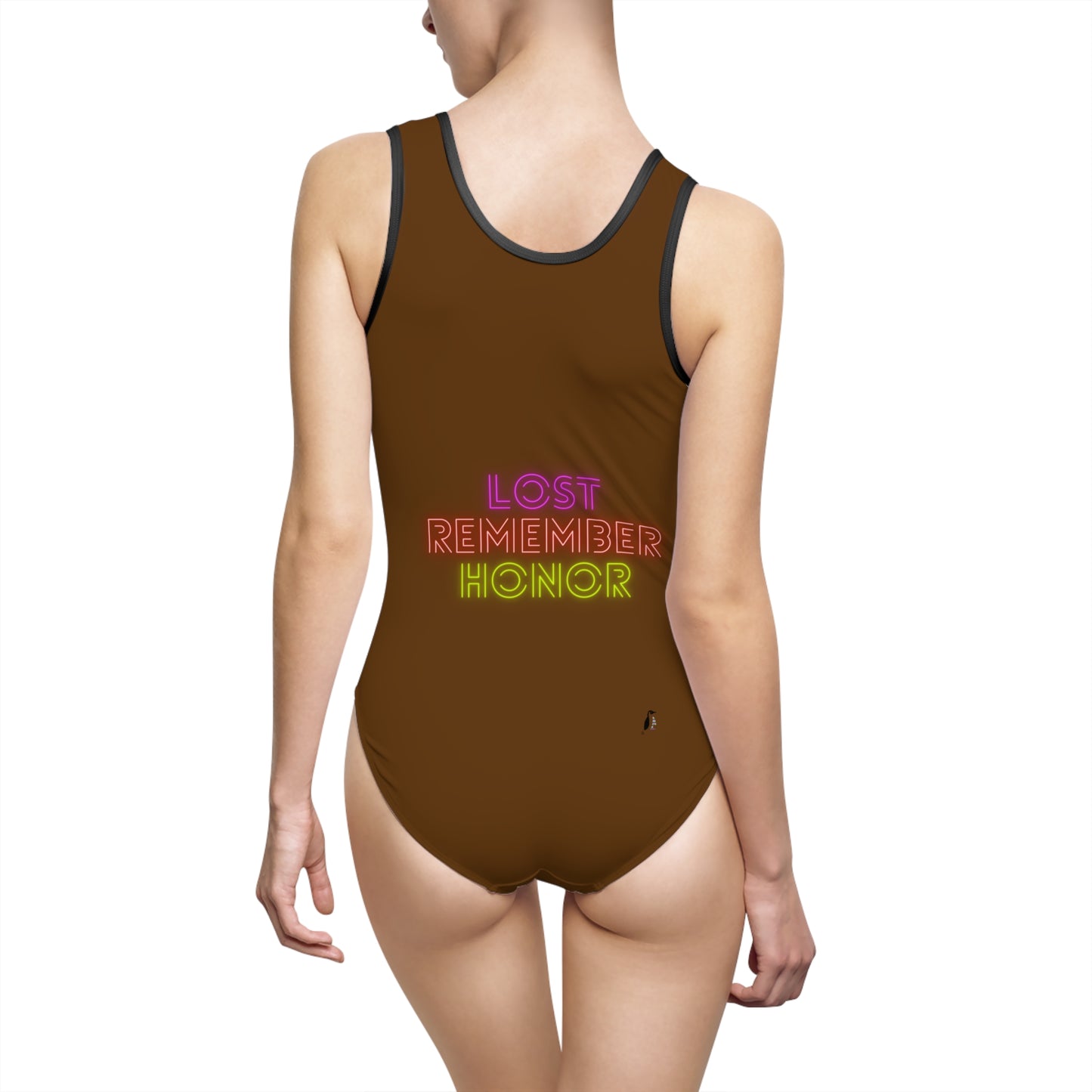 Women's Classic One-Piece Swimsuit: Weightlifting Brown