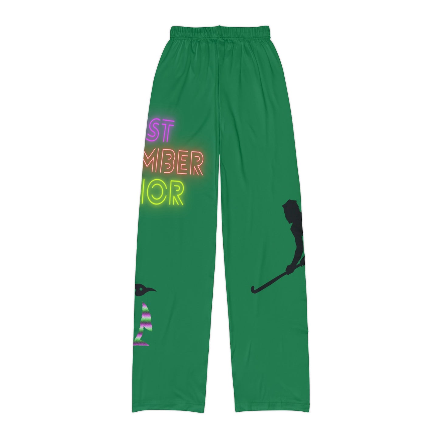 Kids Pajama Pants: Hockey Dark Green