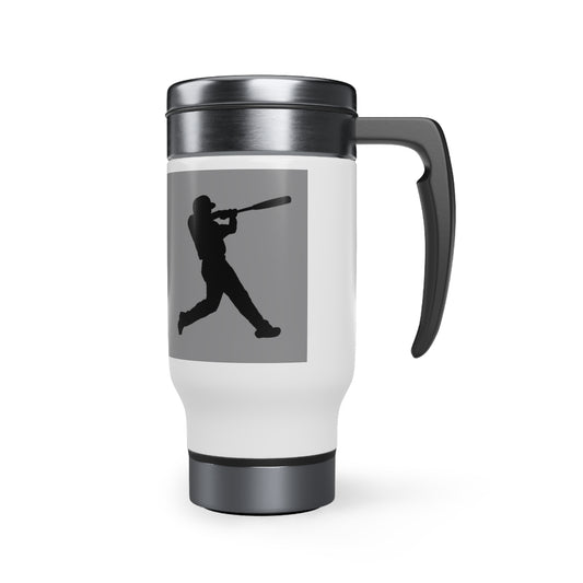Stainless Steel Travel Mug with Handle, 14oz: Baseball Grey