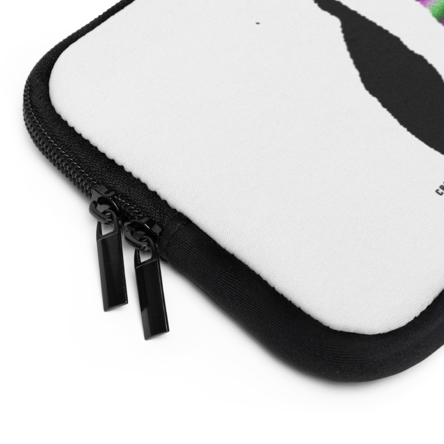 Laptop Sleeve: Crazy Penguin World Logo White