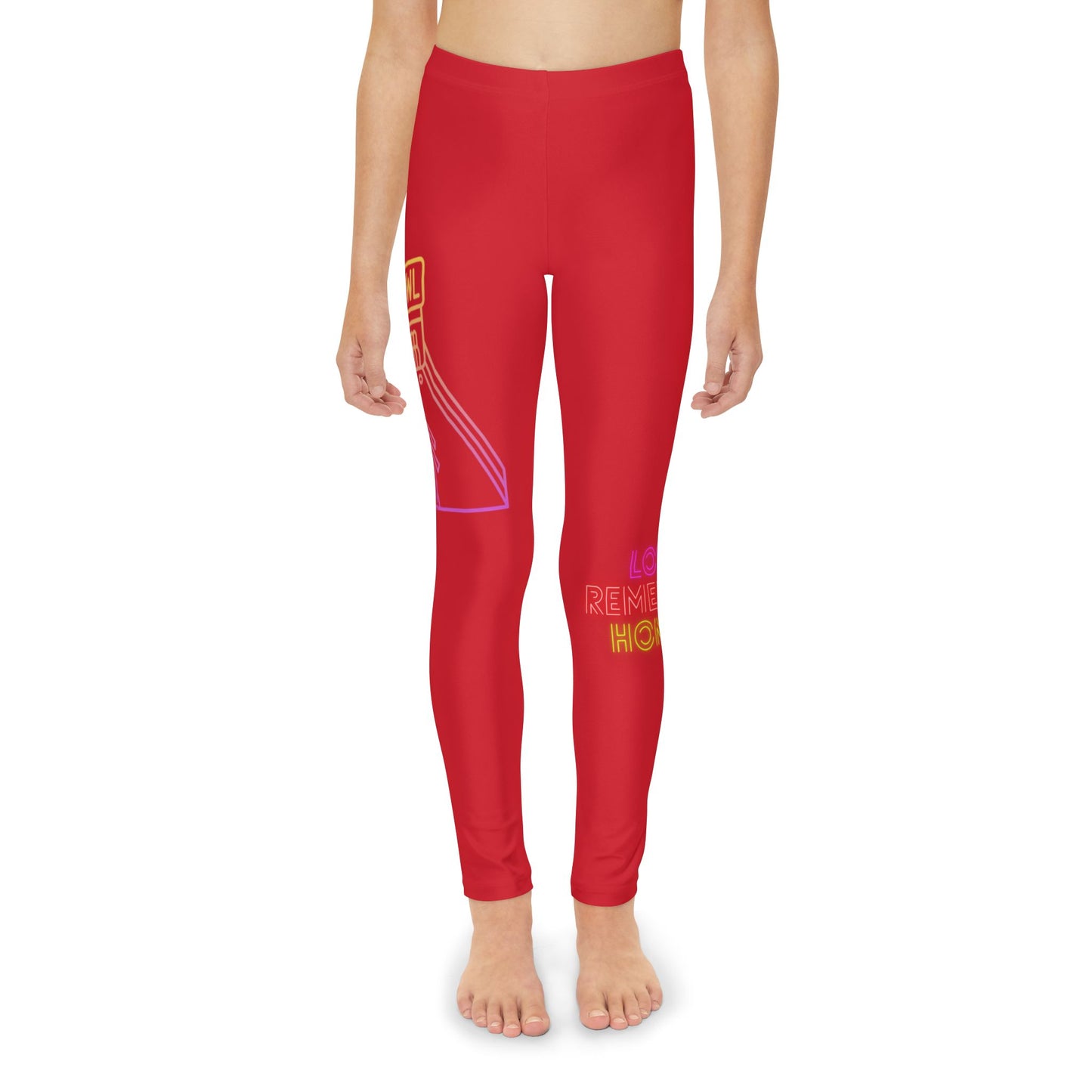 Youth Full-Length Leggings: Bowling Dark Red