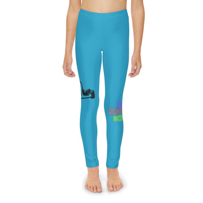 Youth Full-Length Leggings: Racing Turquoise