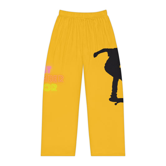 Pambabaeng Pajama Pants: Skateboarding Yellow 