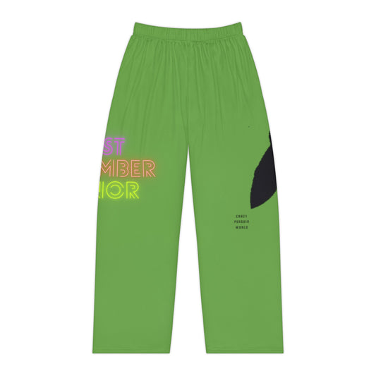 Women's Pajama Pants: Crazy Penguin World Logo Green