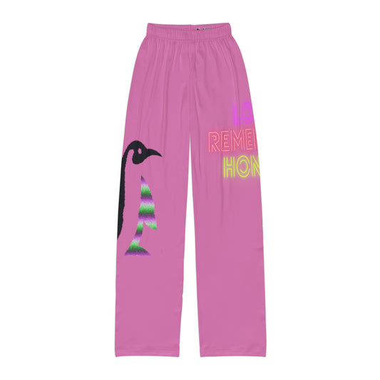 Kids Pajama Pants: Crazy Penguin World Logo Lite Pink