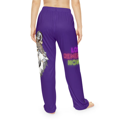 Pambabaeng Pajama Pants: Wolves Purple 